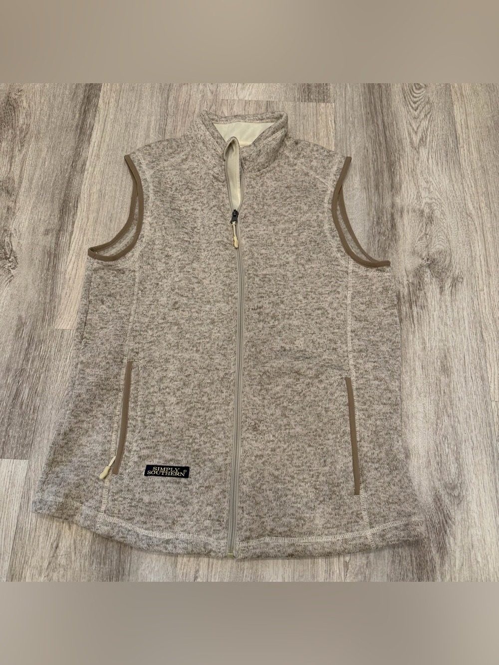 NWOT‎ Simply Southern Heathered Fleece Full Zip Vest Size Large